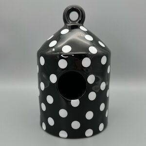 Rae Dunn Inspired Farm Charm Black Polka Dot Birdhouse Ceramic